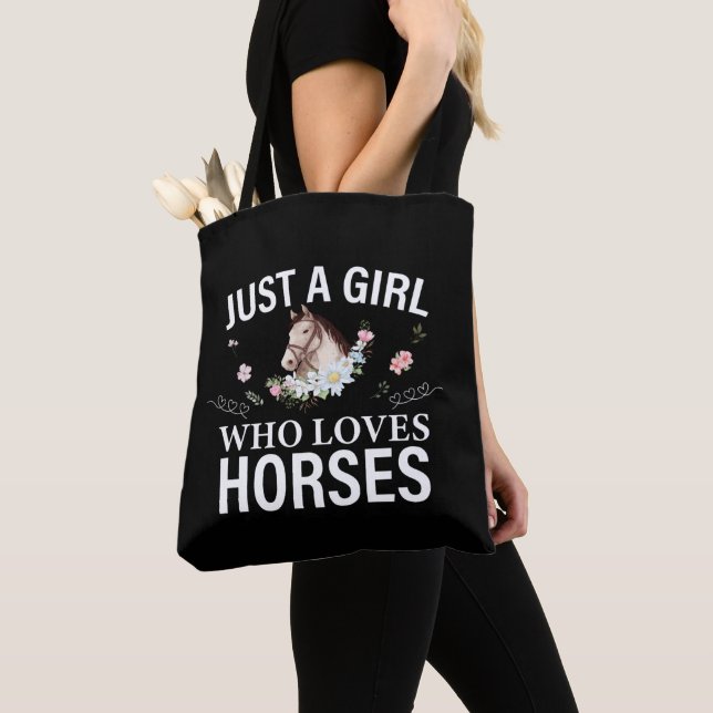 Bolsa Tote Apenas Uma Menina Que Ama Cavalos Florais (Close Up)