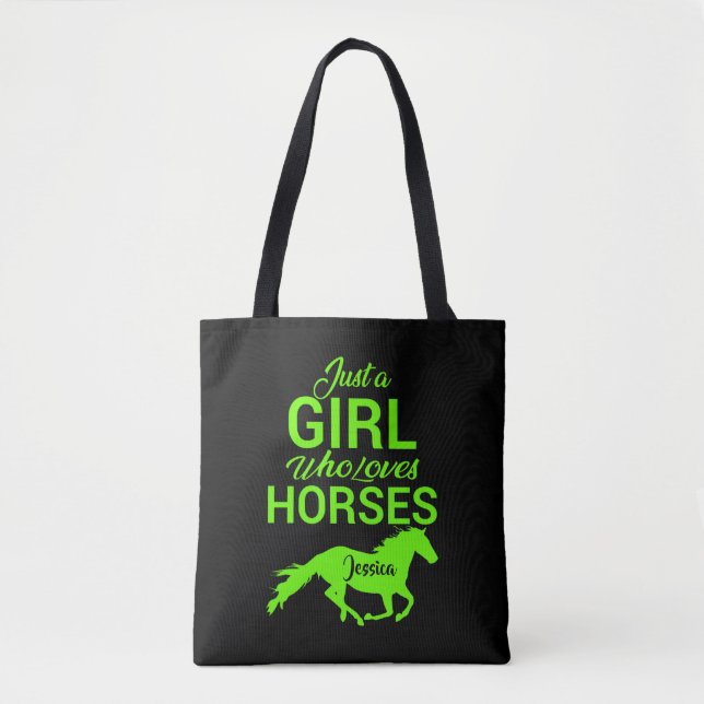 Bolsa Tote Apenas Uma Menina Que Ama Cavalos Personalizados (Frente)
