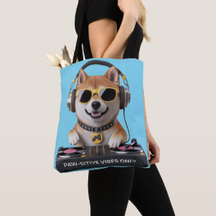 Bolsa Tote Apenas Víblias em Paw - DJ Shiba Inu Dog Art