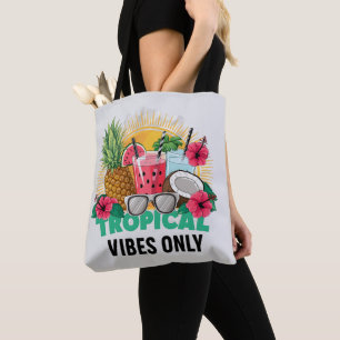 Bolsa Tote "Apenas Víblias Tropicais" Citação Colorida da Tip