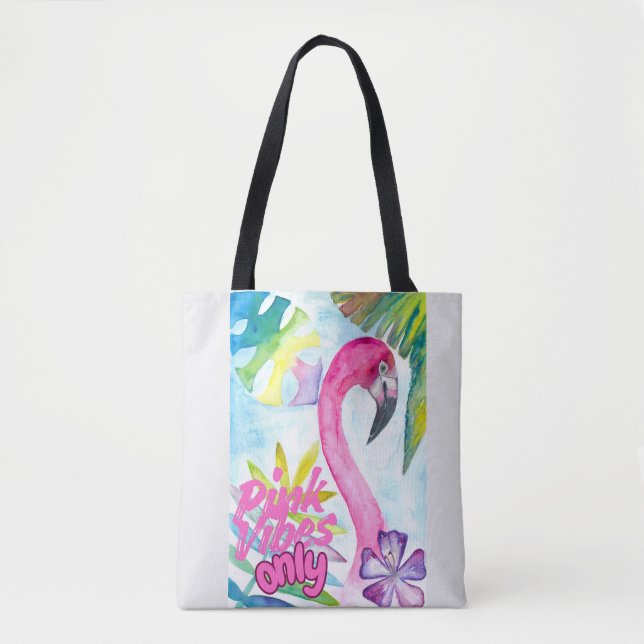 Bolsa Tote Apenas Vibrações Rosa – Flamingo Rosa (Frente)