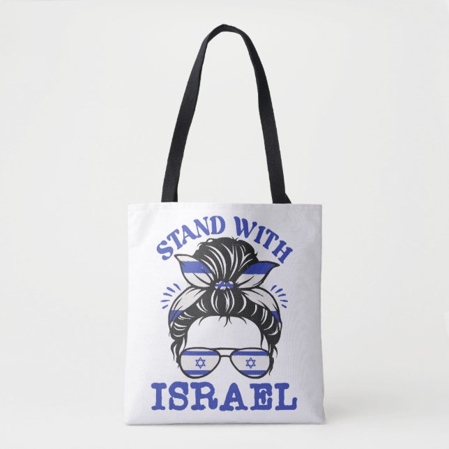 Bolsa Tote Apoiar Israel - Eu fico com Israel (Frente)
