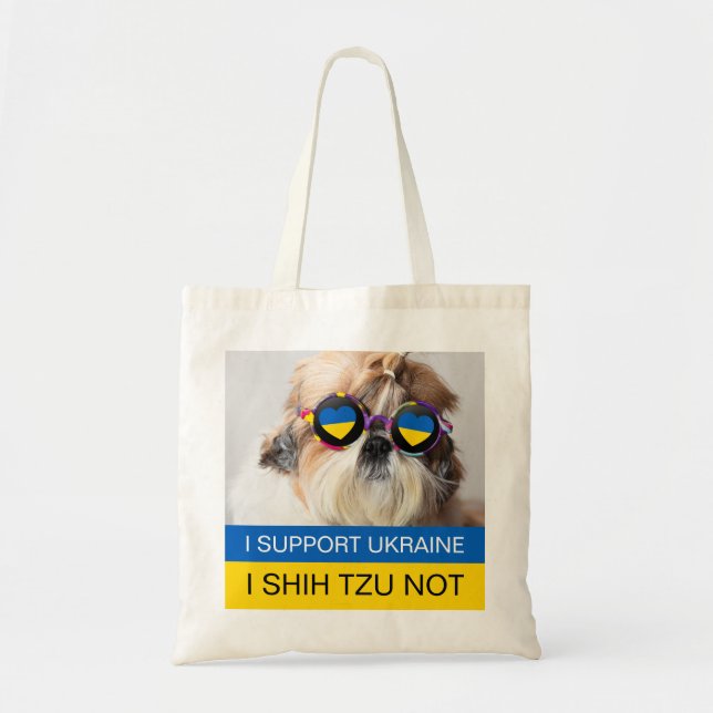 Bolsa Tote Apoio a Ucrânia I Shih Tzu Not Heart flag (Frente)
