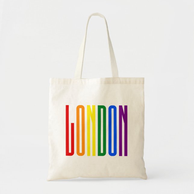 Bolsa Tote Apoio do texto LGBTQ do arco-íris do orgulho gay (Frente)