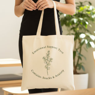 Bolsa Tote Apoio Emocional Humorístico Verde Sage Saúde Menta