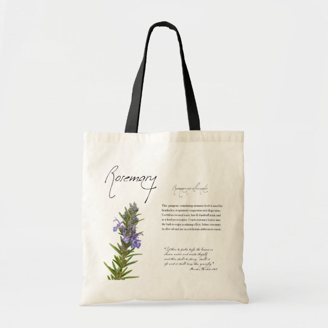 Bolsa Tote Apothecary Herbal: Rosemary | Saco de Tota Botânic (Frente)
