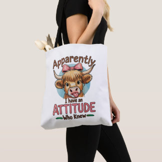 Bolsa Tote Apparently I Have An Attitude Highland Cow Bow