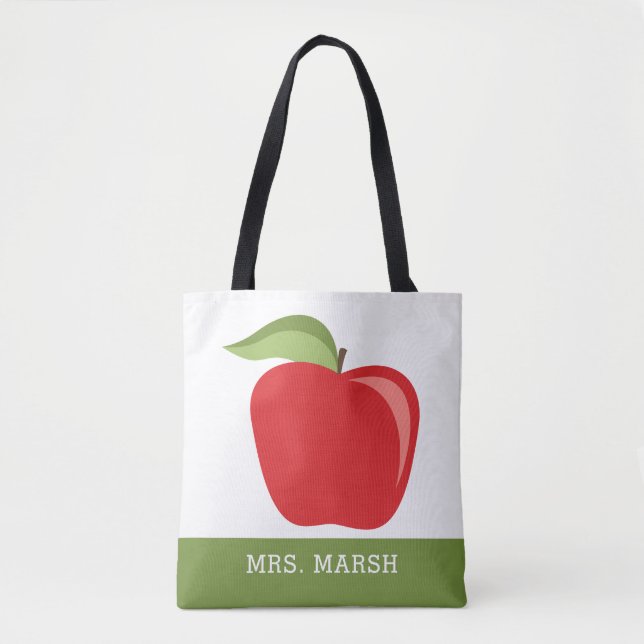 Bolsa Tote Apple de Professora Personalizada com Apple Modern (Frente)
