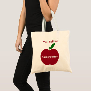Bolsa Tote Apple do professor vermelho e verde personalizado