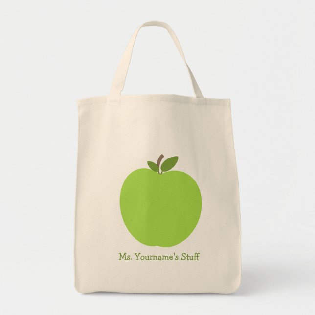 Bolsa Tote Apple verde personalizou o professor (Frente)