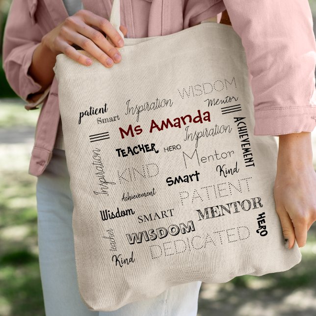 Bolsa Tote Apreciação de Professores de Palavras Inspiraciona (Criador carregado)