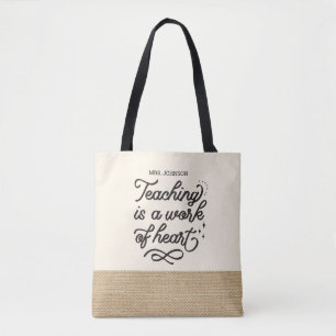 Bolsa Tote Apreciação de Professores Inspiracional Faux Burla