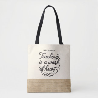 Bolsa Tote Apreciação de Professores Inspiracional Faux Burla