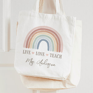 Bolsa Tote Apreciação do Professor Arco-Íris de Ensino ao Viv