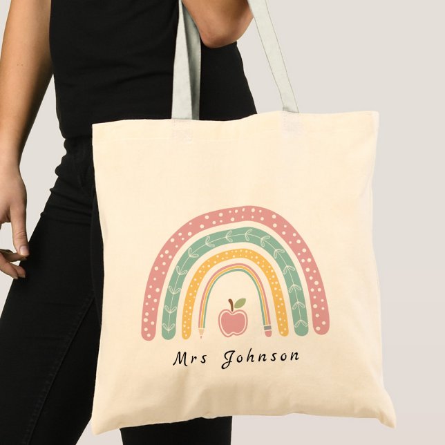 Bolsa Tote Apreciação do Professor Rainbow & Apple (Criador carregado)