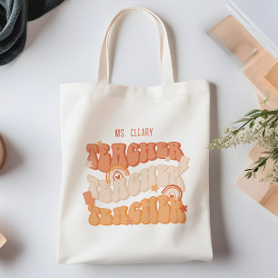 Bolsa Tote Apreciação do Professor Retro Laranja Personalizad