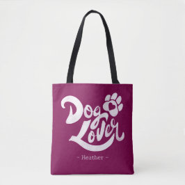 Bolsa Tote Apreciador de Cachorros Personalizado Burgundy com