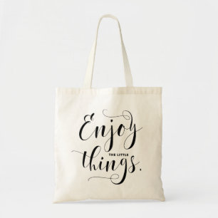 Bolsa Tote Aprecie a caligrafia moderna do preto pequeno das