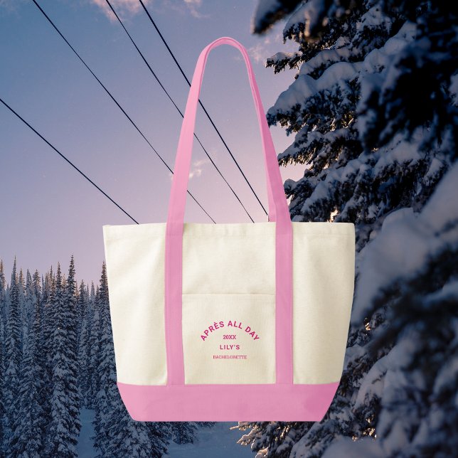 Bolsa Tote Après All Day Hot Pink Bachelorette Ski Crest (Criador carregado)