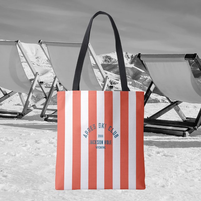 Bolsa Tote Apres Ski Club Retro Red Stripe Acessório Ski (Criador carregado)