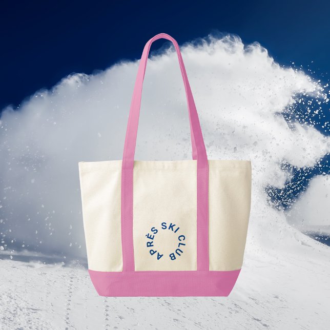 Bolsa Tote Après Ski Club Winter Blue Ski Resort Crest Rosa (Criador carregado)