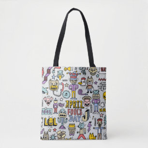 Bolsa Tote April tolera o dia engraçado rabisco colorido 1.