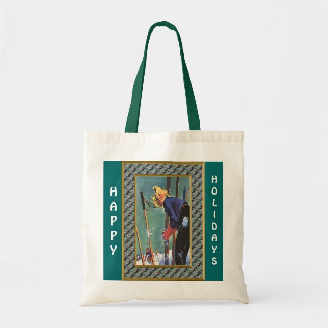 Bolsa Tote Apronte boas festas para esquiar (Frente)