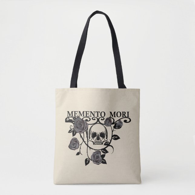 Bolsa Tote Aproveite o Dia - Rosas Pretas - Caveira Memento M (Frente)
