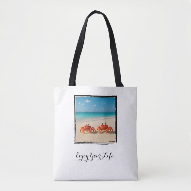 Bolsa Tote Aproveite sua vida - praia de dois caranguejos (Frente)