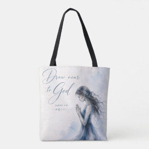 Bolsa Tote Aproxime-se de Deus Tiago 4:8 Aquarela Cristã