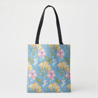 Bolsa Tote Aqua Bloom Watercolor