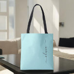 Bolsa Tote Aqua Blue Teal Girly Script Monograma Moderno<br><div class="desc">Aqua Blue Teal Elegante Adicione Seu Próprio Nome Monograma Book Bag. Este Livro Bag pode ser personalizado para incluir seu nome inicial e próprio e ser dado como presente para o Natal,  Doce 16 Aniversário,  Chá de panela ou Casamento.</div>