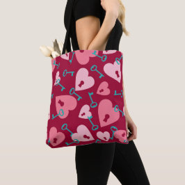 BOLSA TOTE AQUA COM CHEIAS DE CORAÇÕES DE NAMORADOS DE TINTA