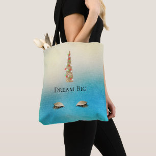 Bolsa Tote Aqua Cream Dourado Sparkle Glam Unicorn Luzes