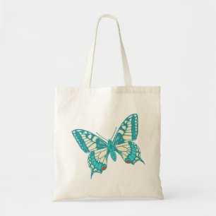 Bolsa Tote Aqua da borboleta de Swallowtail & sacola do creme