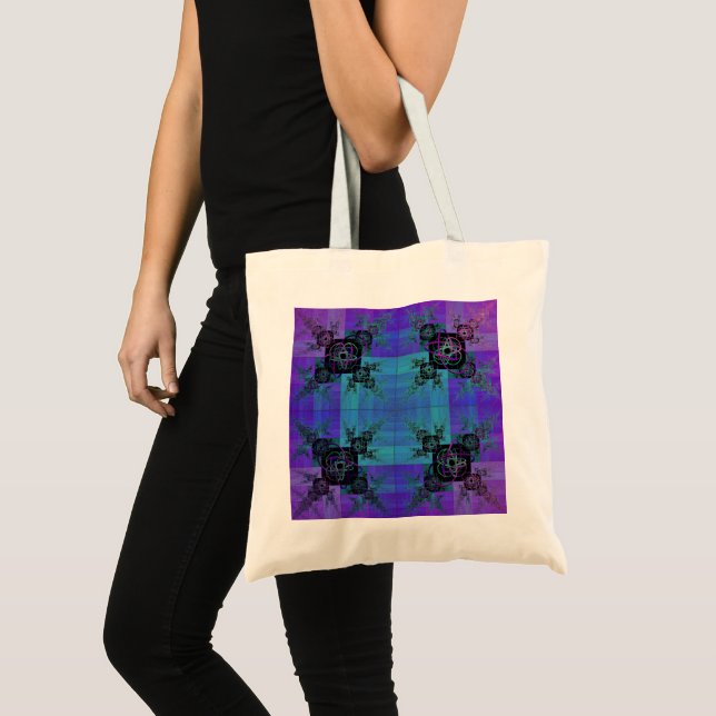 Bolsa Tote Aqua e Lilac Fractal Joy Tote Bag (Frente (produto))