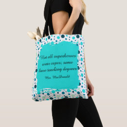 Bolsa Tote Aqua Polka dot teacher appreciation gift