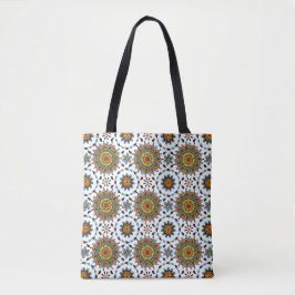 Bolsa Tote Aqua tribal opulento da laranja do teste padrão do