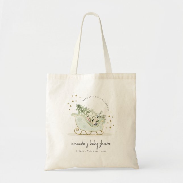 Bolsa Tote Aqua Winter Dorme Seu Frio Fora Do Chá de fraldas (Frente)