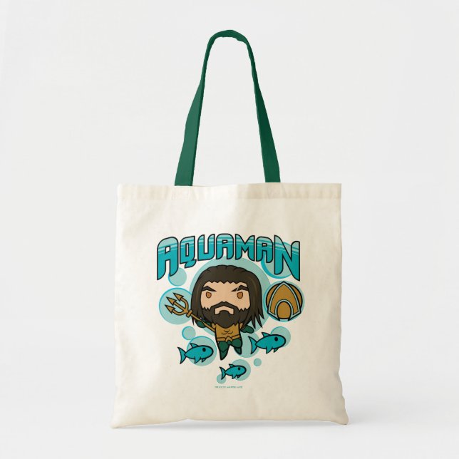 Bolsa Tote Aquaman | Gráfico submarino de Chibi Aquaman (Frente)