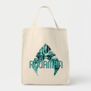 Bolsa Tote Aquaman Orin, Mera, Orm & Manta preto no símbol