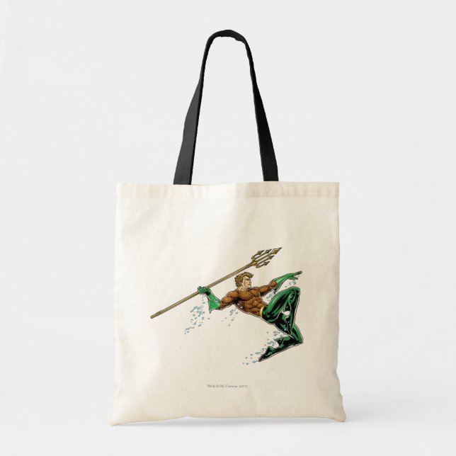 Bolsa Tote Aquaman Pulmando com Lança (Frente)