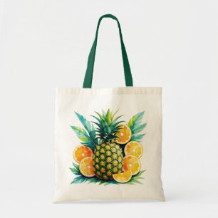 Bolsa Tote Aquarela Abacaxi & Citros Tot de Frutas Tropicai