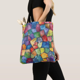 Bolsa Tote Aquarela Arco Arco-Íris Vidro Estampado