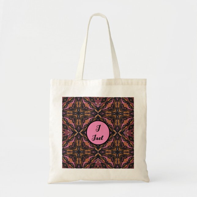 Bolsa Tote Aquarela Azulejo Preto e Rosa Espanhol (Frente)