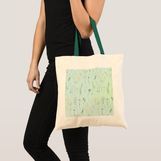 Bolsa Tote Aquarela botânica rústica gradiente flora flor (Frente (produto))