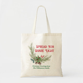 Bolsa Tote Aquarela Buquê de Folhas de Azevinho Natal