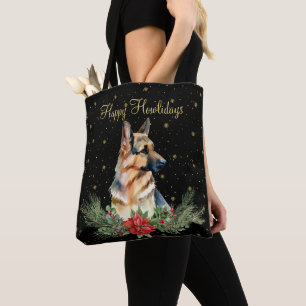 Bolsa Tote Aquarela Cachorro Fofo Feliz Natal
