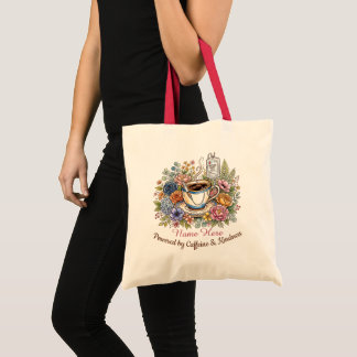 Bolsa Tote Aquarela Café Floral Nome Personalizado Médico