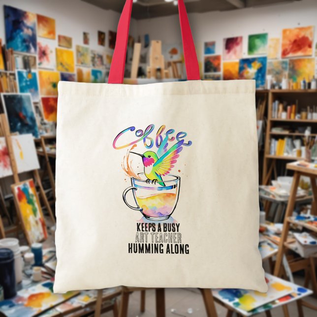 Bolsa Tote Aquarela Café Lover Hummingbird Professor Pun (Watercolor Coffee Lover Hummingbird Teacher Pun Tote Bag)